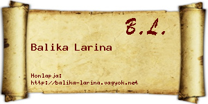 Balika Larina névjegykártya